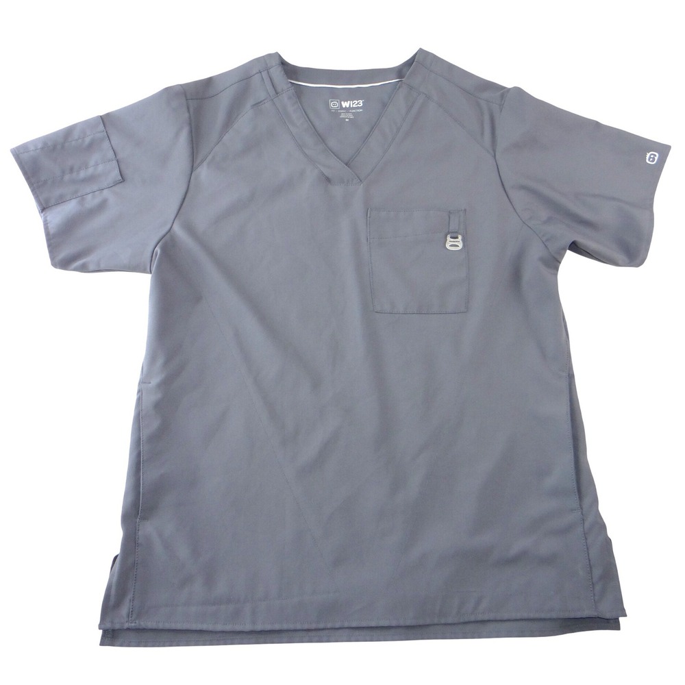 WonderWink Mens Charcoal Gray V-Neck Medical Scrub Top Pewter Size‎ Medium